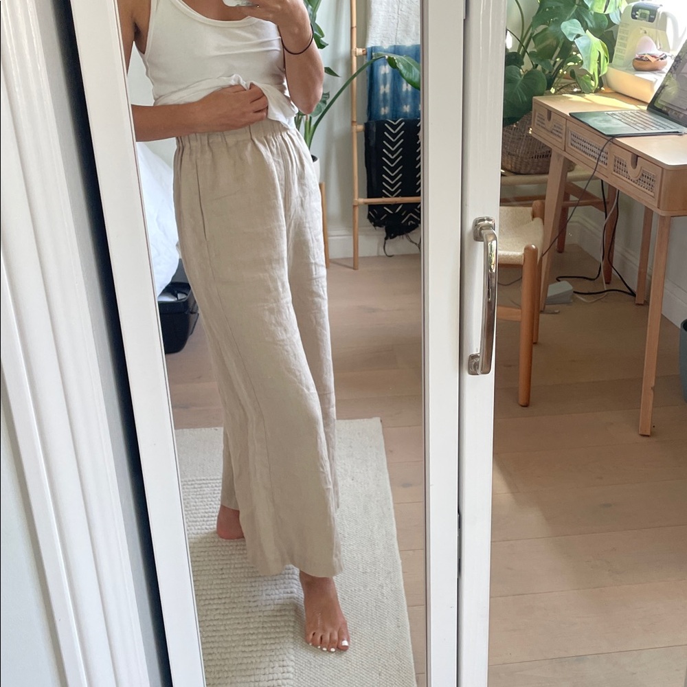 NotPerfectLinen Maxi WELS wide leg linen pants in XS Oatmilk